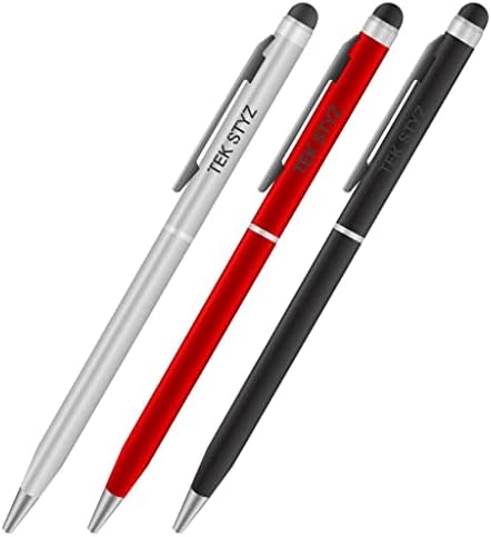 Pro Stylus Pen for Fujitsu Brows Kiss F-03D עם דיו, דיוק גבוה, צורה רגישה במיוחד וקומפקטית למסכי מגע [3 חבילה-שחור-אדום-סילבר]